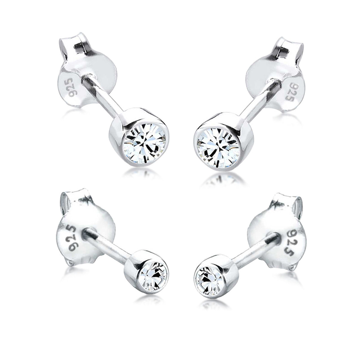 Silber - Elli | Ohrringset Basic | Mit Kristallen von Swarovski® (Weiß) | 925er Sterling Silber