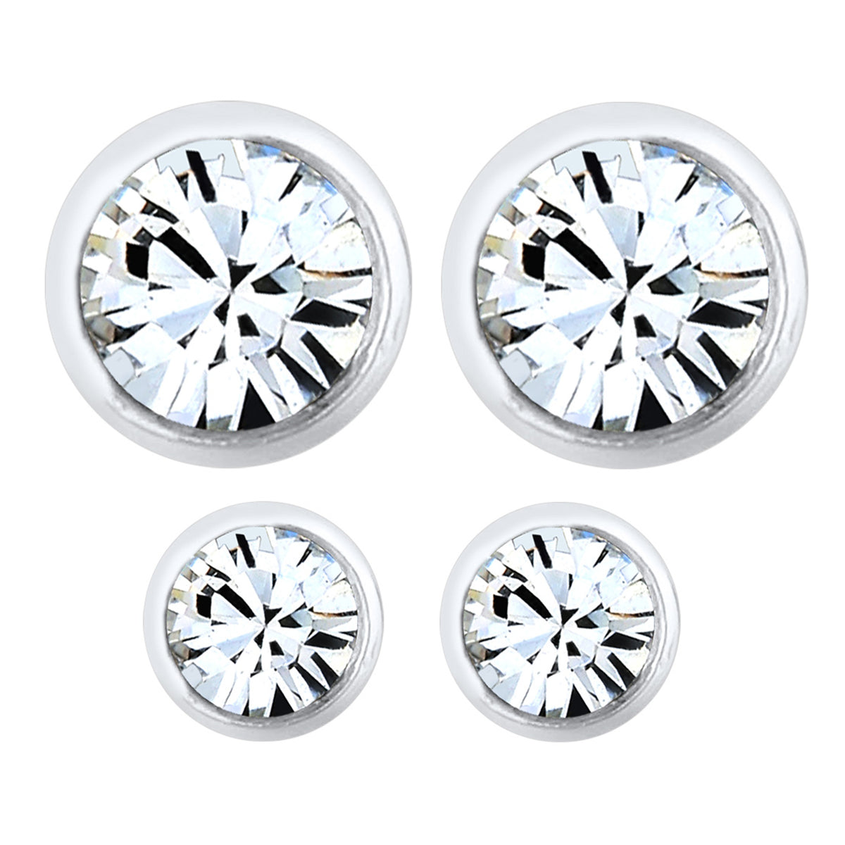 Silber - Elli | Ohrringset Basic | Mit Kristallen von Swarovski® (Weiß) | 925er Sterling Silber