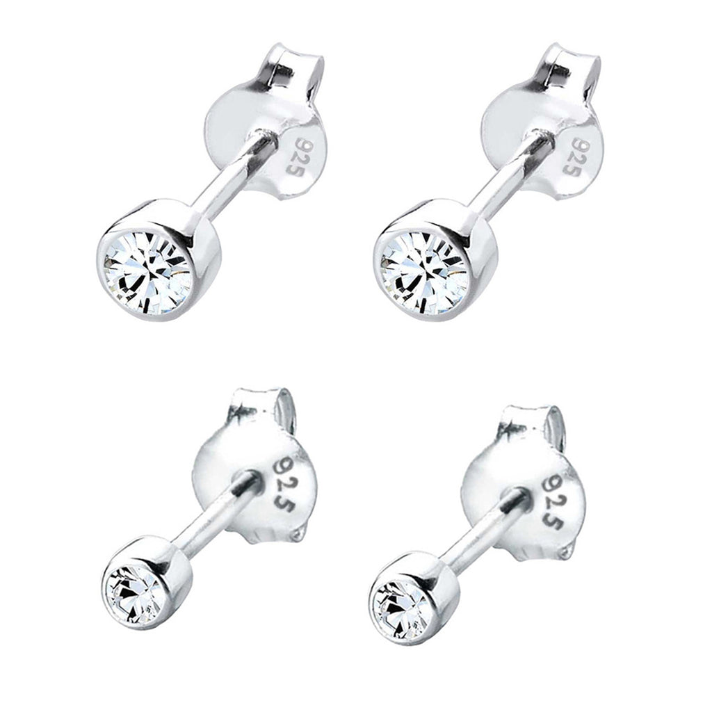 Silber - Elli | Ohrringset Basic | Mit Kristallen von Swarovski® (Weiß) | 925er Sterling Silber