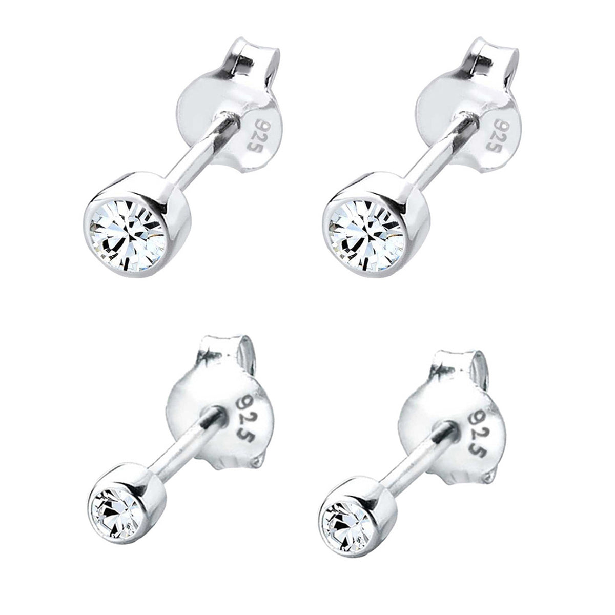 Silber - Elli | Ohrringset Basic | Mit Kristallen von Swarovski® (Weiß) | 925er Sterling Silber