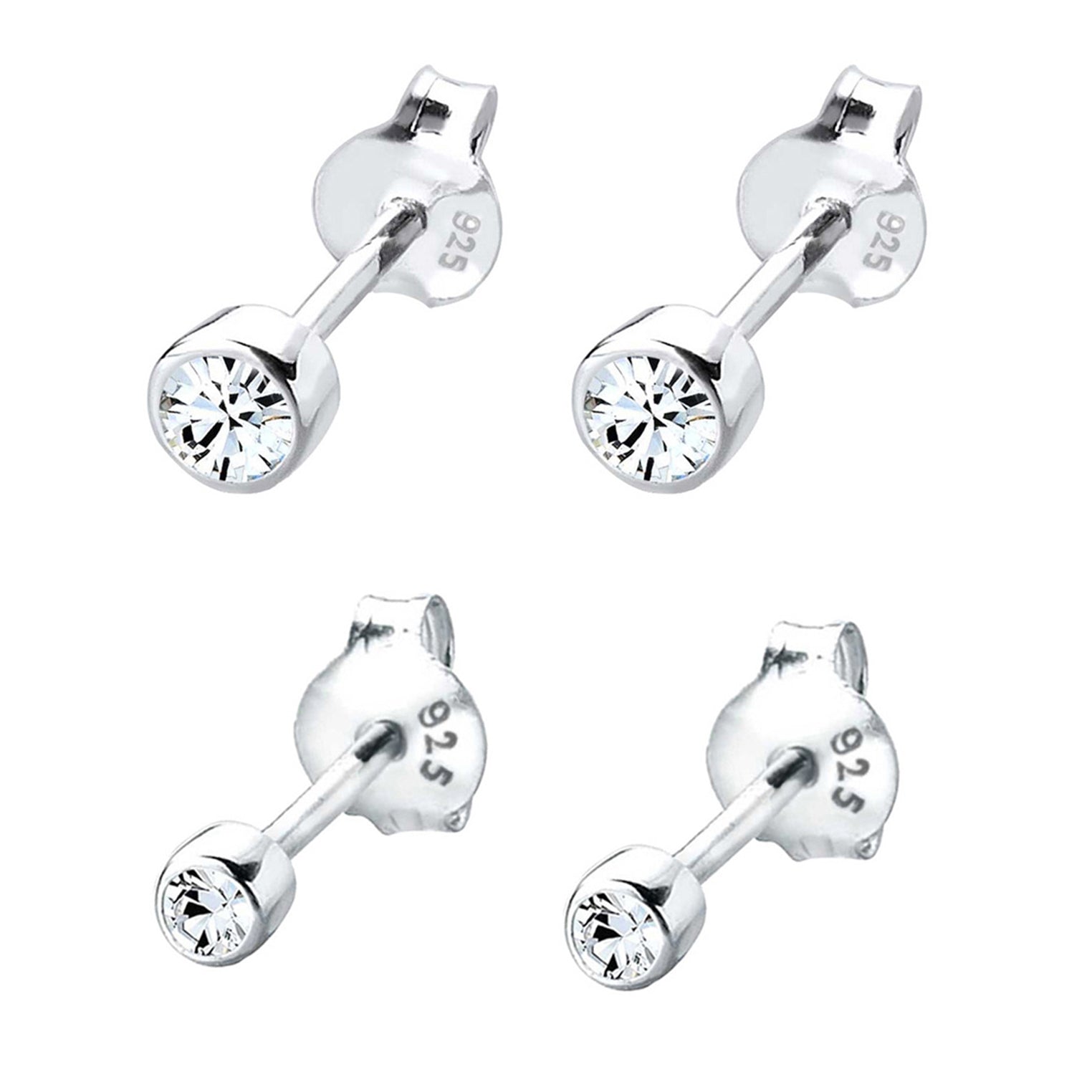 Silber - Elli | Ohrringset Basic | Mit Kristallen von Swarovski® (Weiß) | 925er Sterling Silber