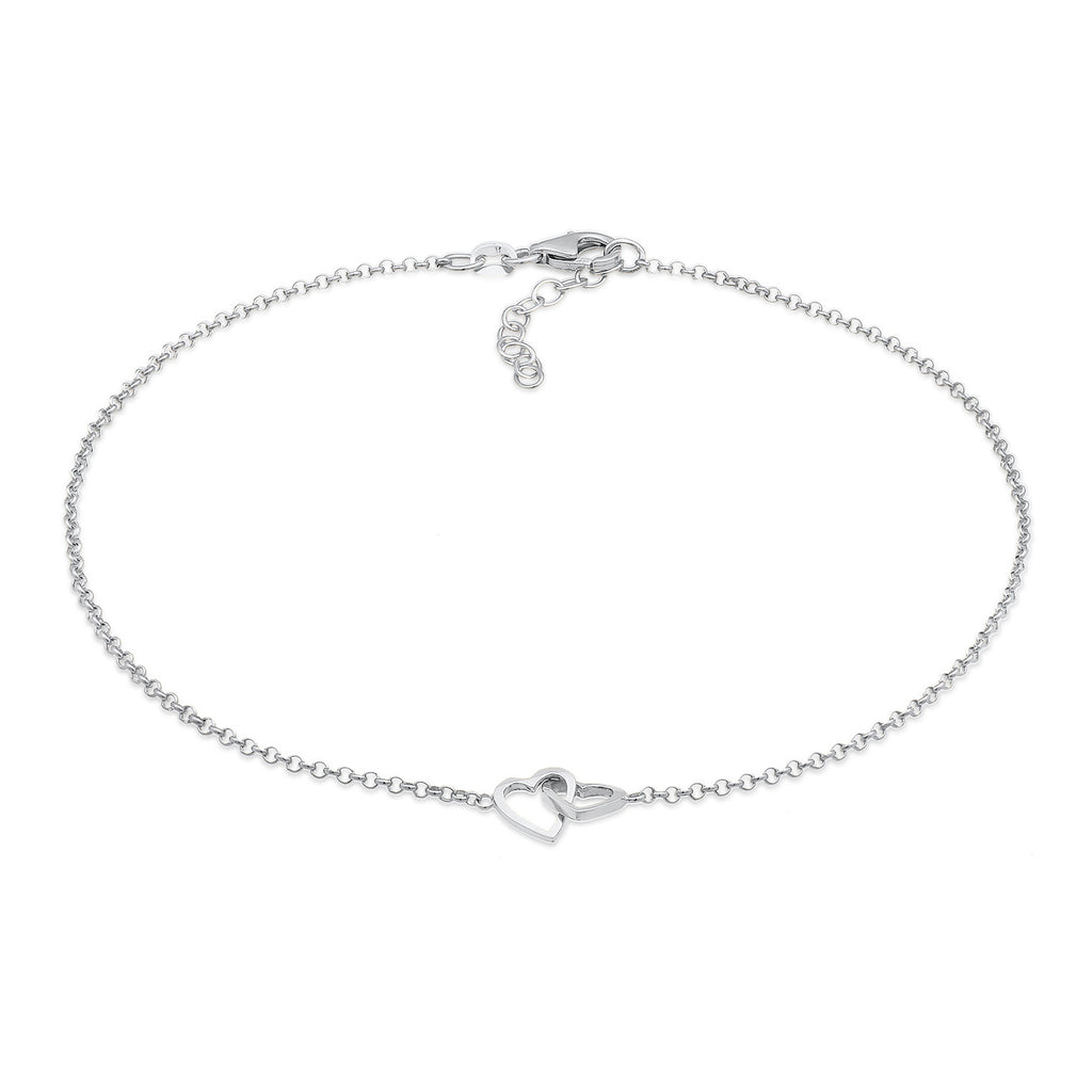 Silber - Elli | Fußkettchen Herz | 925er Sterling Silber
