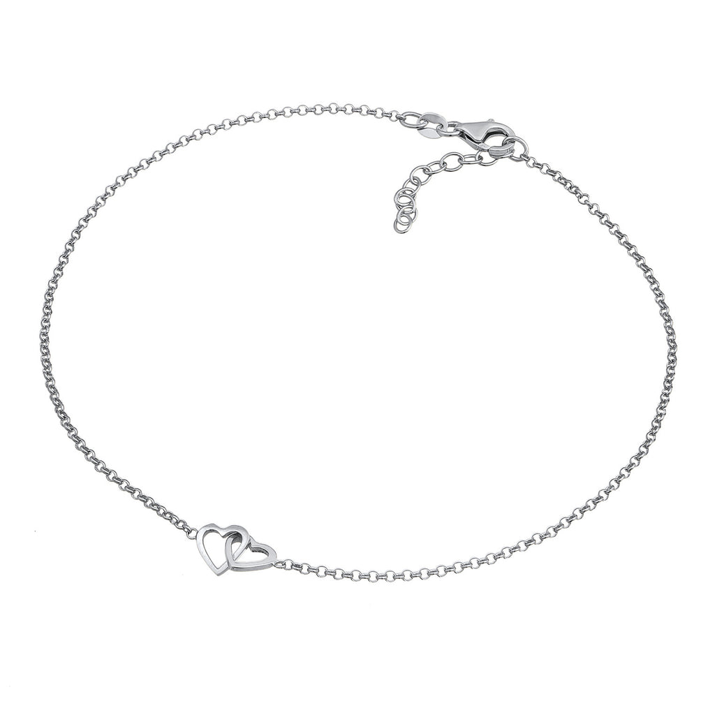 Silber - Elli | Fußkettchen Herz | 925er Sterling Silber