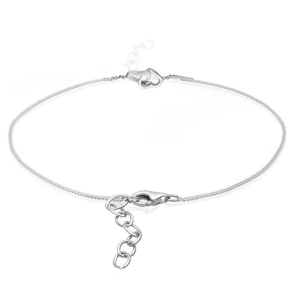 Silber - Elli | Fußkettchen Herz | 925er Sterling Silber