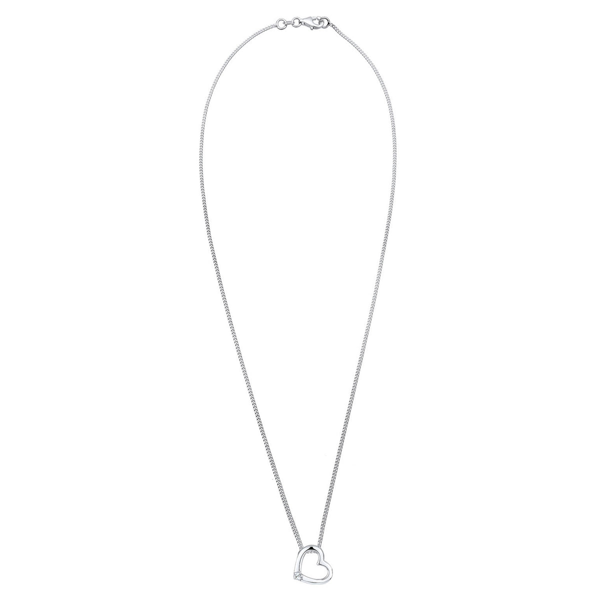 Silber - Elli | Halskette Herz Anhänger Cut-Out | Mit Kristallen von Swarovski® (Weiß) | 925er Sterling Silber