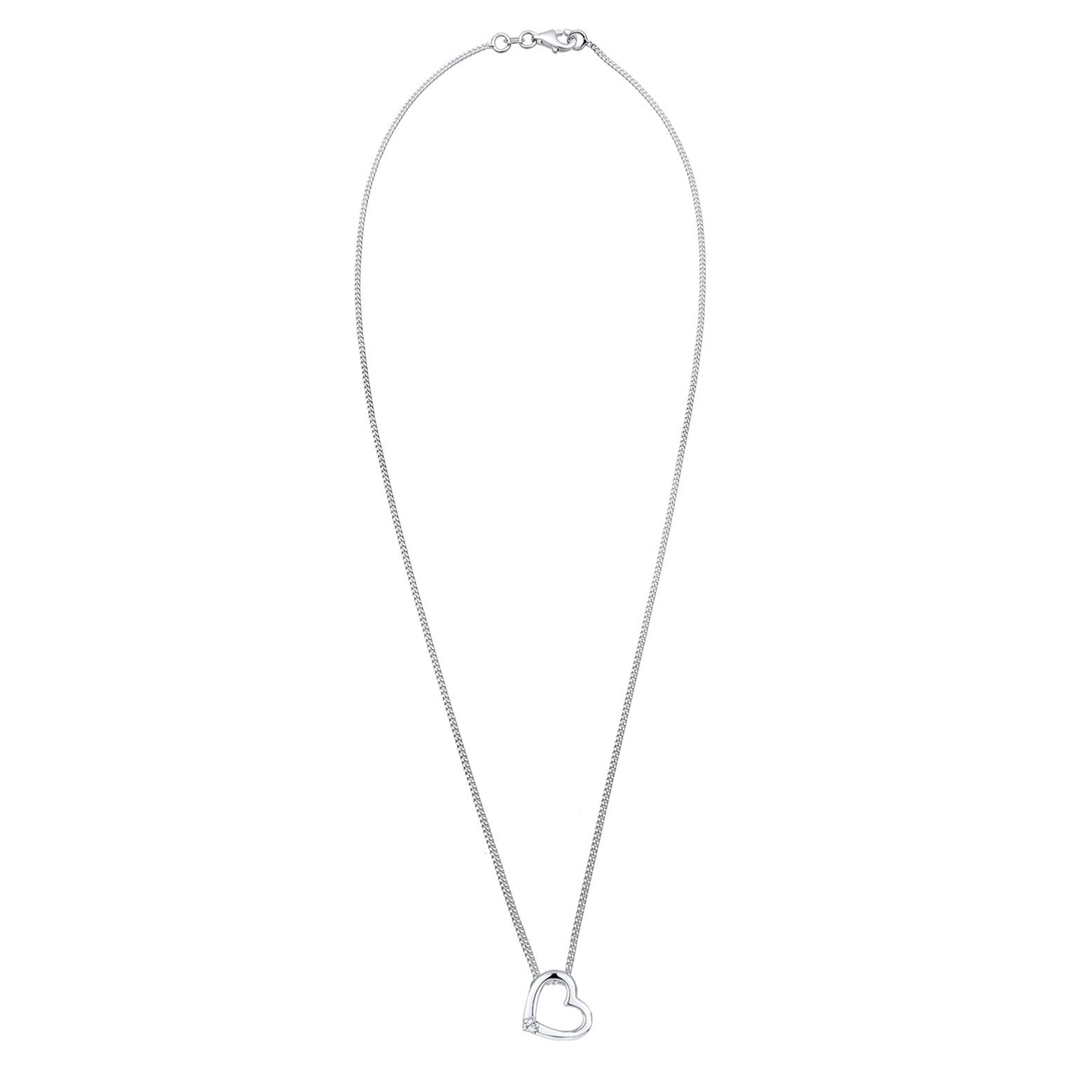 Silber - Elli | Halskette Herz Anhänger Cut-Out | Mit Kristallen von Swarovski® (Weiß) | 925er Sterling Silber