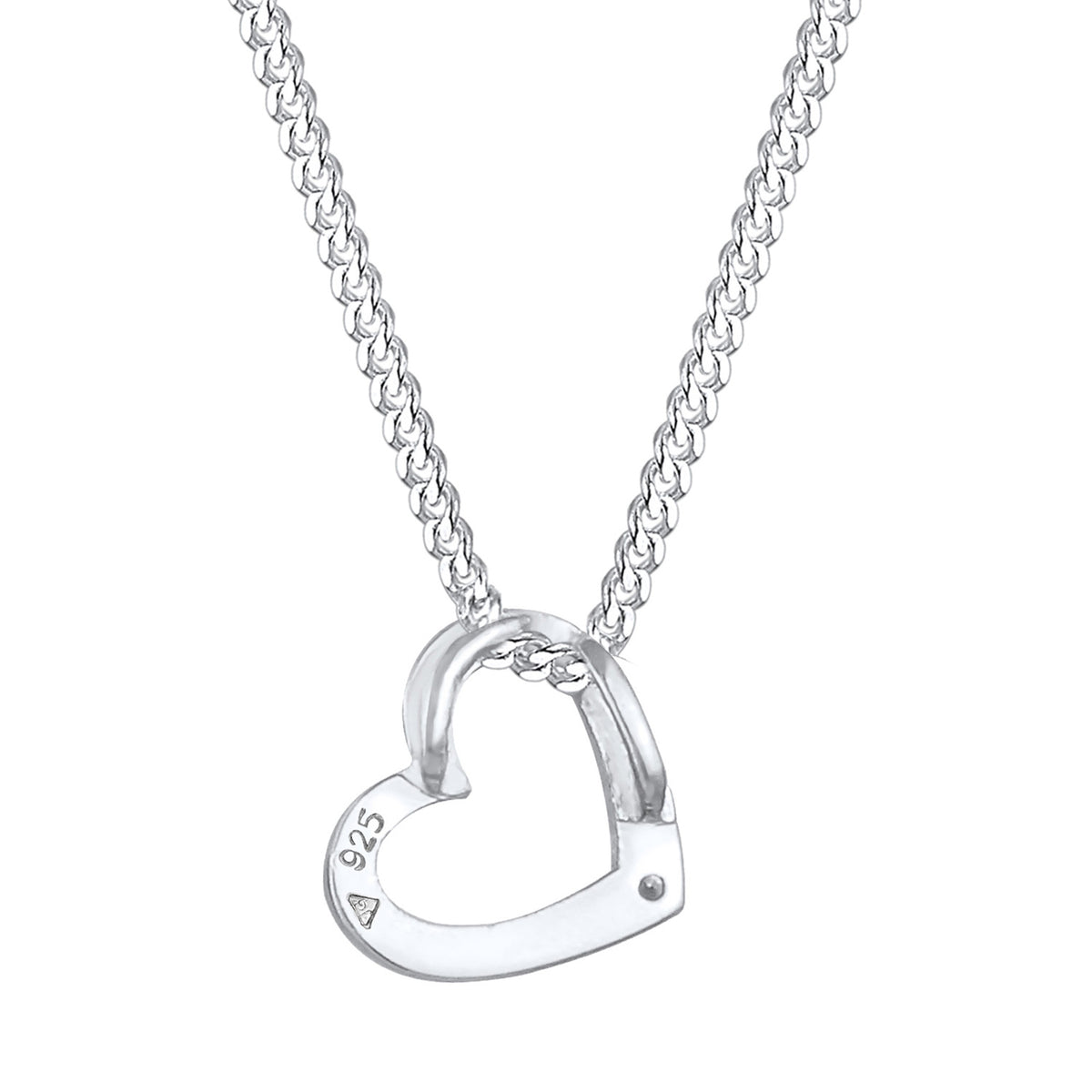 Silber - Elli | Halskette Herz Anhänger Cut-Out | Mit Kristallen von Swarovski® (Weiß) | 925er Sterling Silber