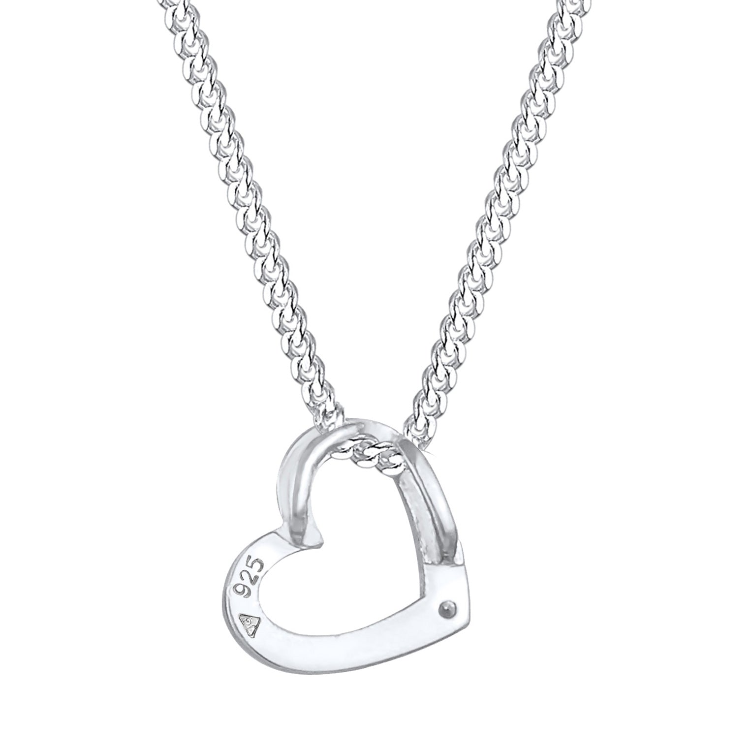 Silber - Elli | Halskette Herz Anhänger Cut-Out | Mit Kristallen von Swarovski® (Weiß) | 925er Sterling Silber