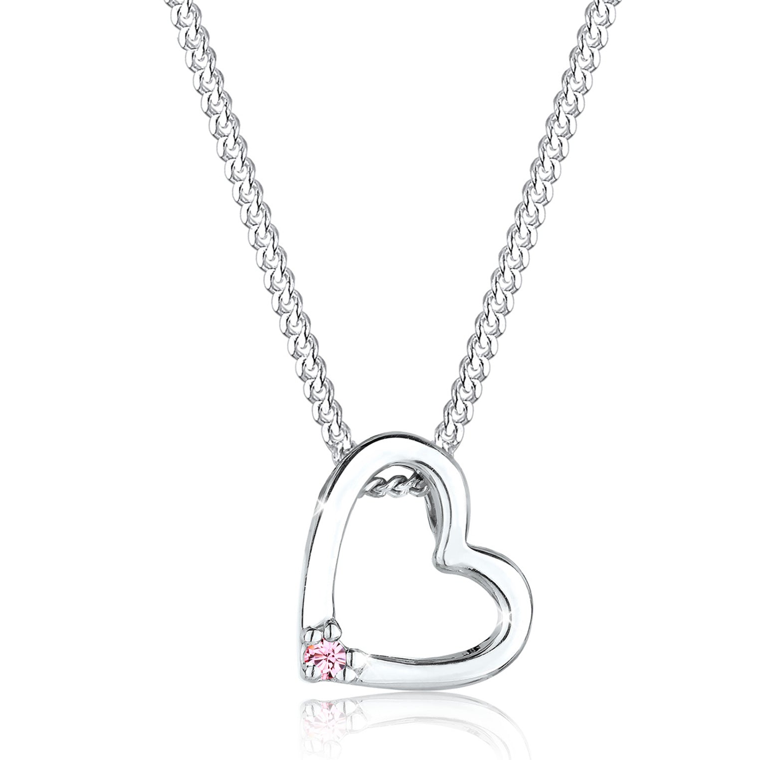Rosa - Elli | Halskette Herz Anhänger Cut-Out | Mit Kristallen von Swarovski® (Rosa) | 925er Sterling Silber