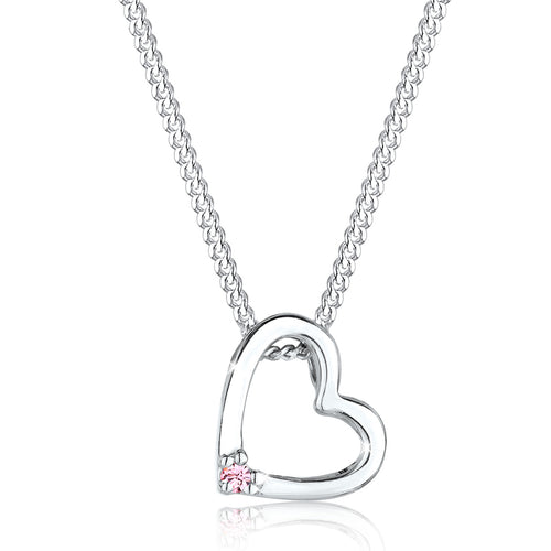 Rosa - Elli | Halskette Herz Anhänger Cut-Out | Mit Kristallen von Swarovski® (Rosa) | 925er Sterling Silber