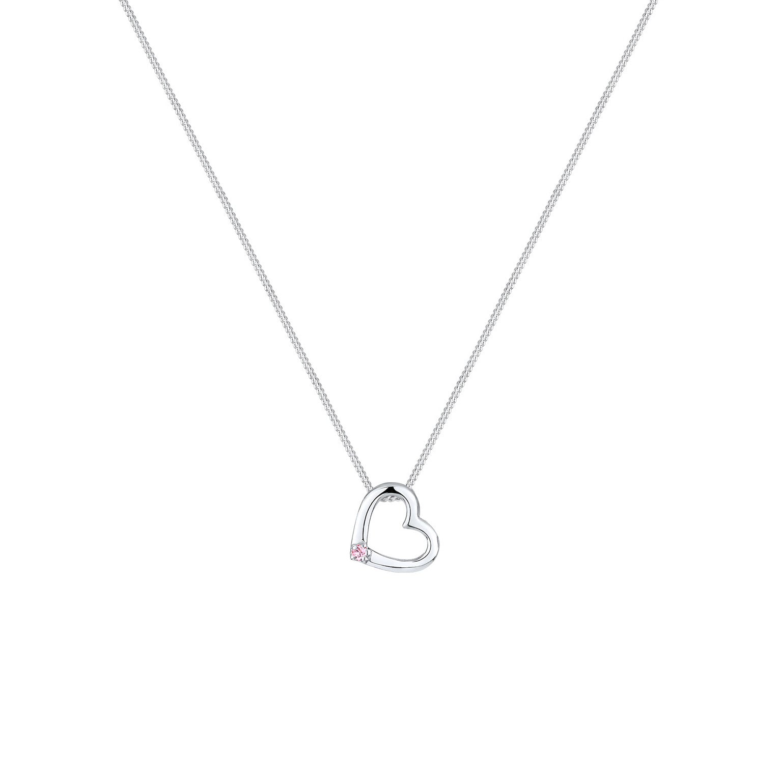 Rosa - Elli | Halskette Herz Anhänger Cut-Out | Mit Kristallen von Swarovski® (Rosa) | 925er Sterling Silber