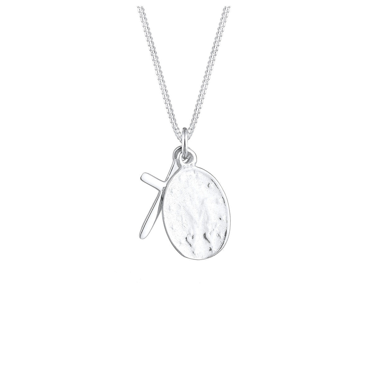 Silber - Elli | Halskette Marienbild Kreuz | 925er Sterling Silber