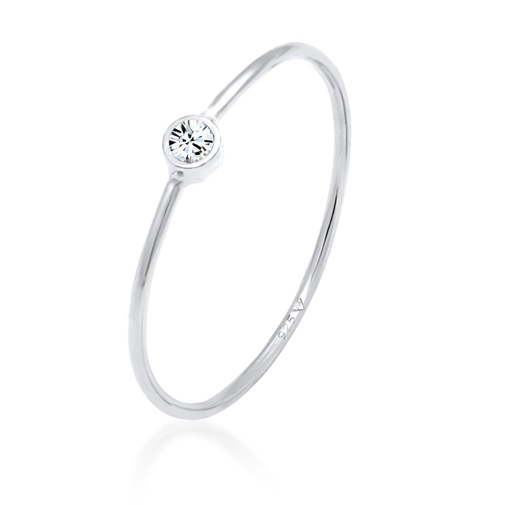 Silber - Elli | Solitär-Ring | Mit Kristallen von Swarovski® (Weiß) | 925er Sterling Silber