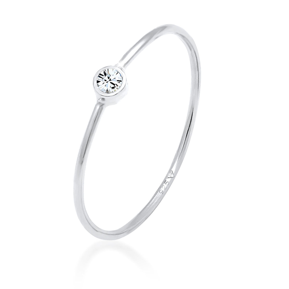 Silber - Elli | Solitär-Ring | Mit Kristallen von Swarovski® (Weiß) | 925er Sterling Silber