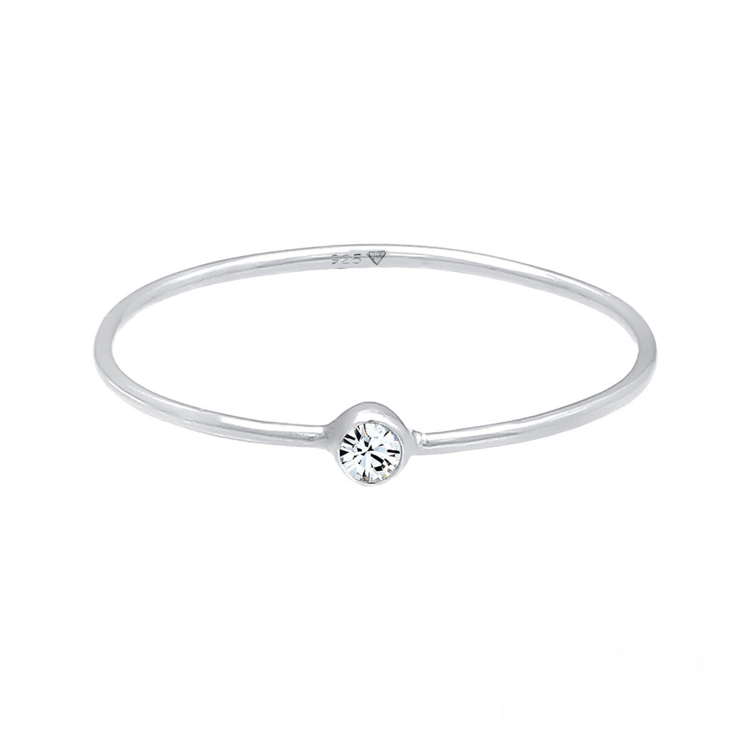 Silber - Elli | Solitär-Ring | Mit Kristallen von Swarovski® (Weiß) | 925er Sterling Silber