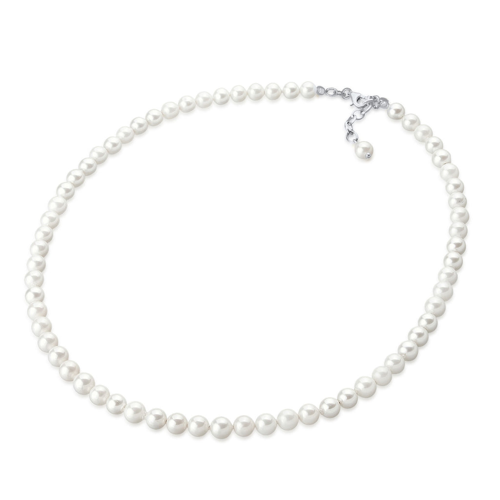 Weiß - Elli | Glieder-Halskette | Muschelkernperlen | 925er Sterling Silber