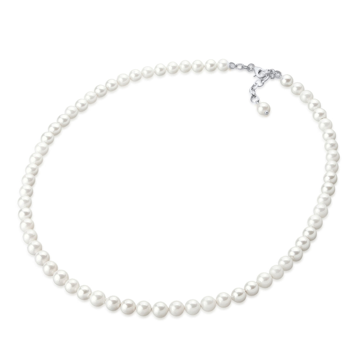 Weiß - Elli | Glieder-Halskette | Muschelkernperlen | 925er Sterling Silber