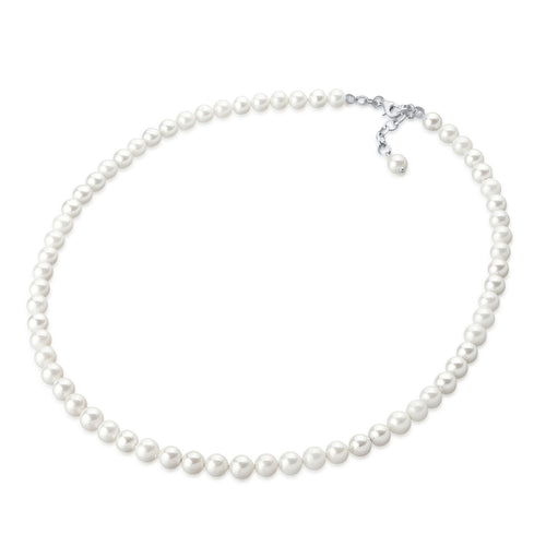 Weiß - Elli | Glieder-Halskette | Muschelkernperlen | 925er Sterling Silber