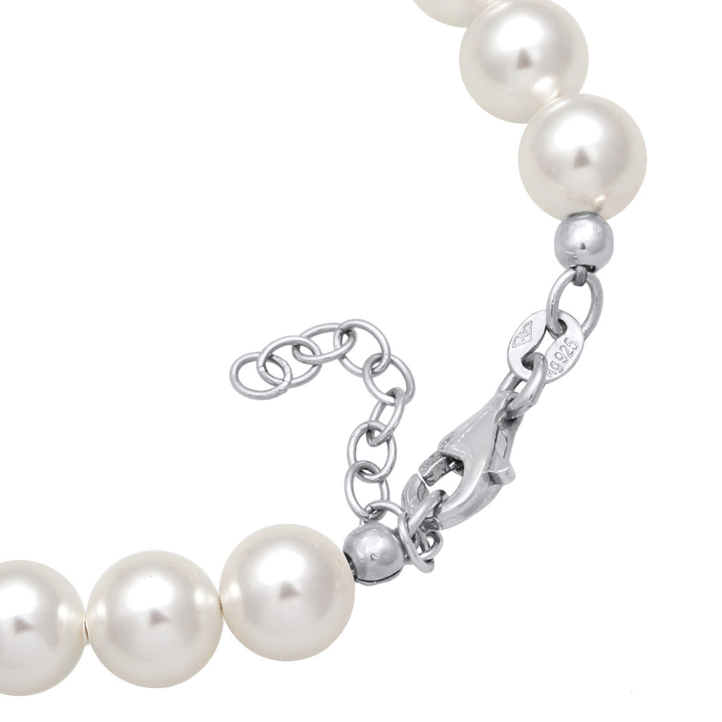 Silber - Elli | Perlen -Armband Kugel | Mit Kristallen von Swarovski® ( Weiß ) | 925er Sterling Silber