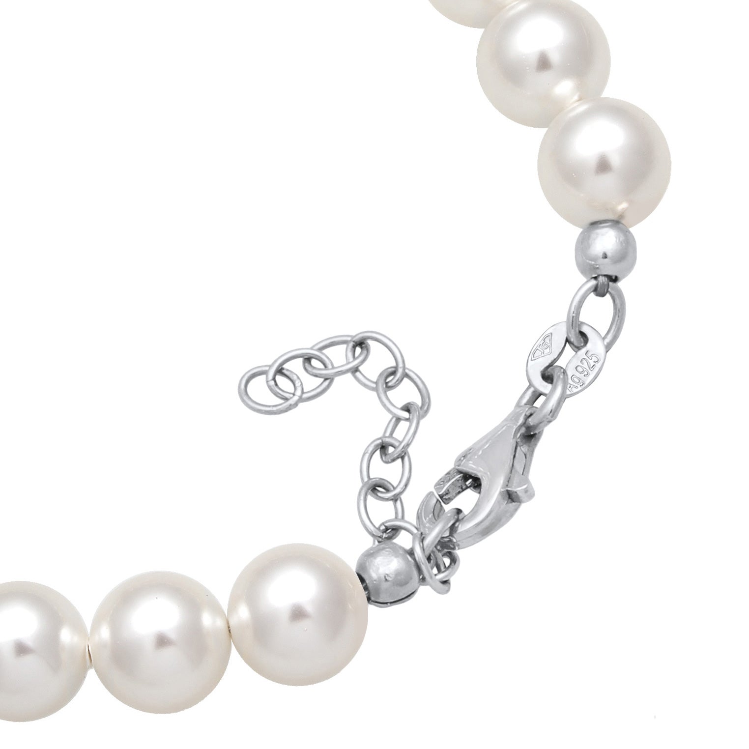 Silber - Elli | Perlen -Armband Kugel | Mit Kristallen von Swarovski® ( Weiß ) | 925er Sterling Silber