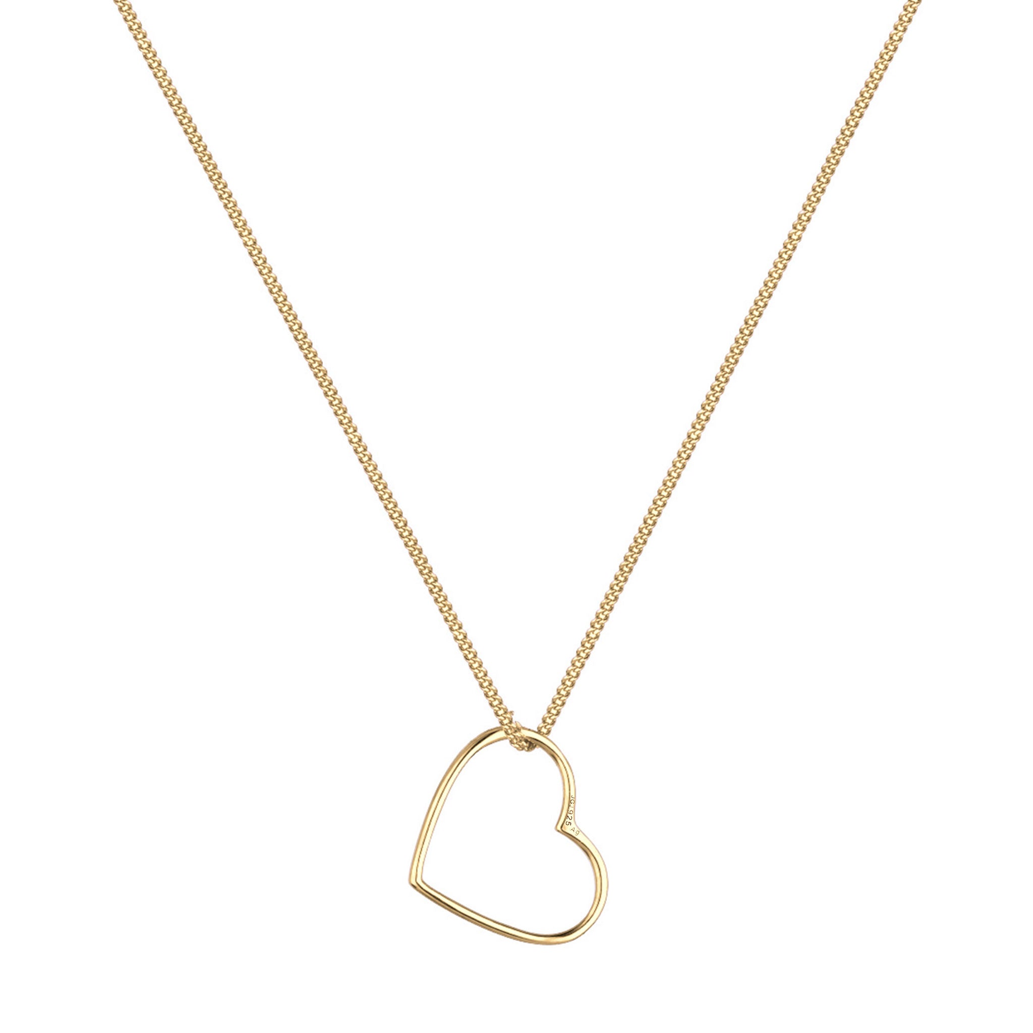 Gold - Elli | Halskette Herz Fein | 925 Sterling Silber vergoldet