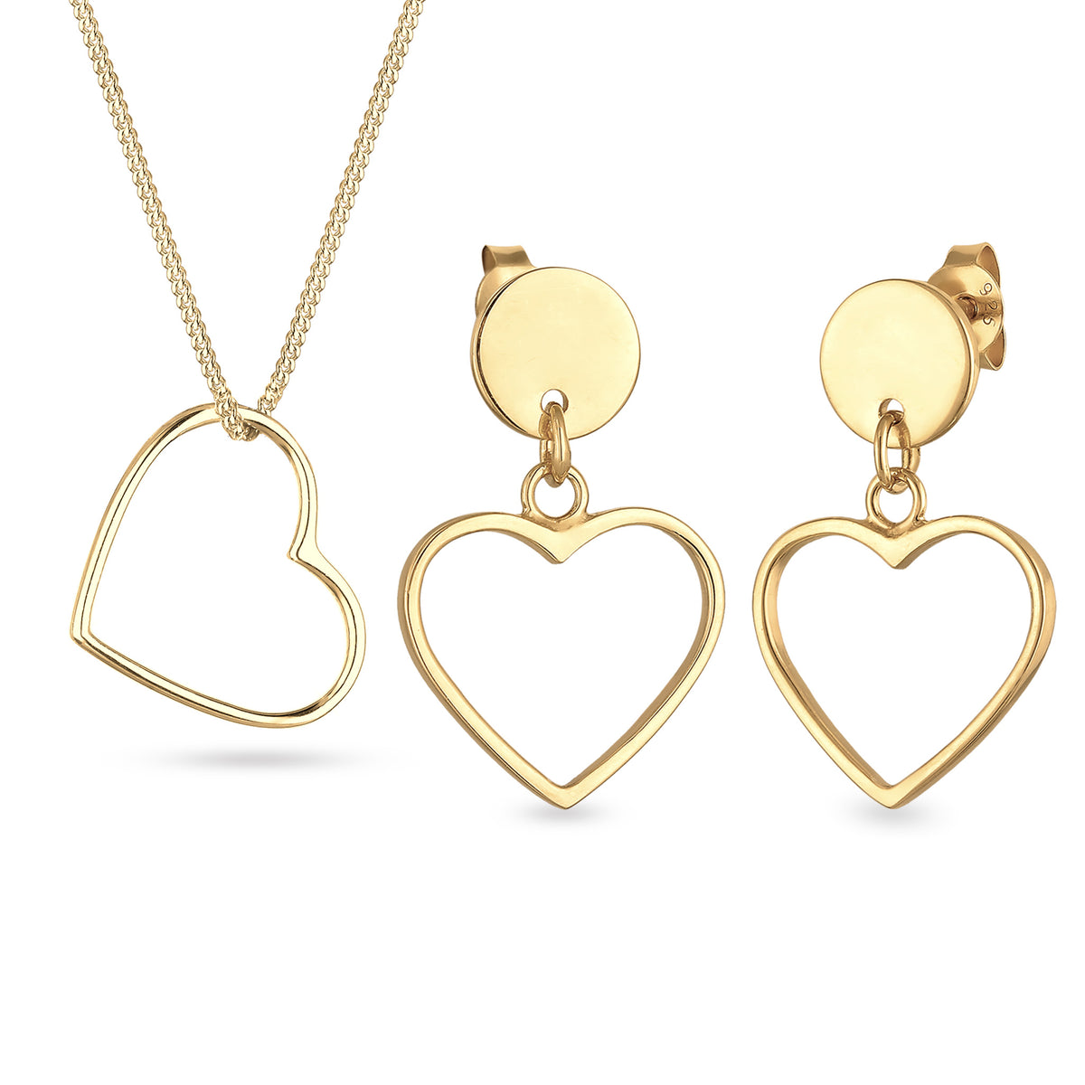 Outline Heart Necklace &amp; Earrings Jewelry Set