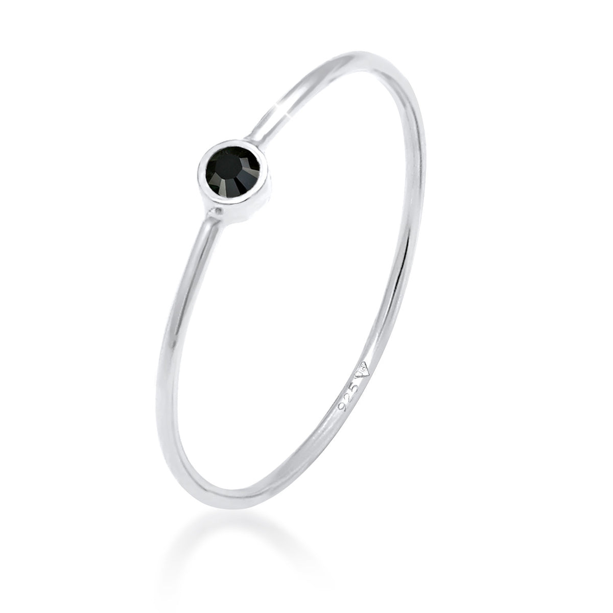 Schwarz - Elli | Solitär-Ring | Kristall ( Schwarz ) | 925er Sterling Silber