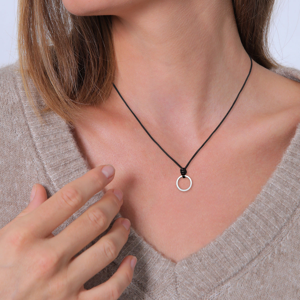 Schwarz - Elli | Charmträger | Leder | 925er Sterling Silber