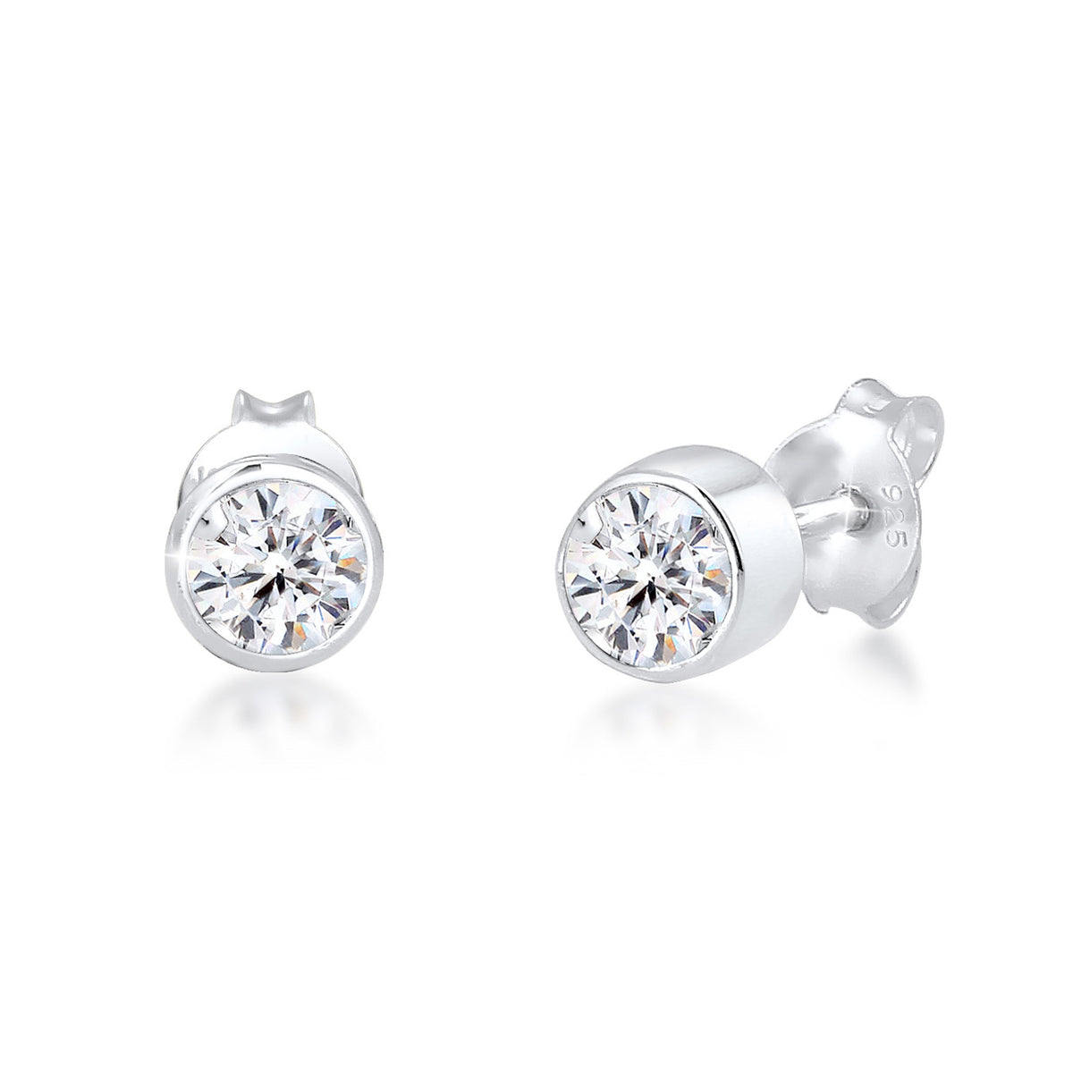 Silber - Elli | Ohrstecker | Kristall ( Weiß ) | 925er Sterling Silber