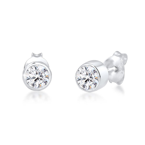 Silber - Elli | Ohrstecker | Kristall ( Weiß ) | 925er Sterling Silber