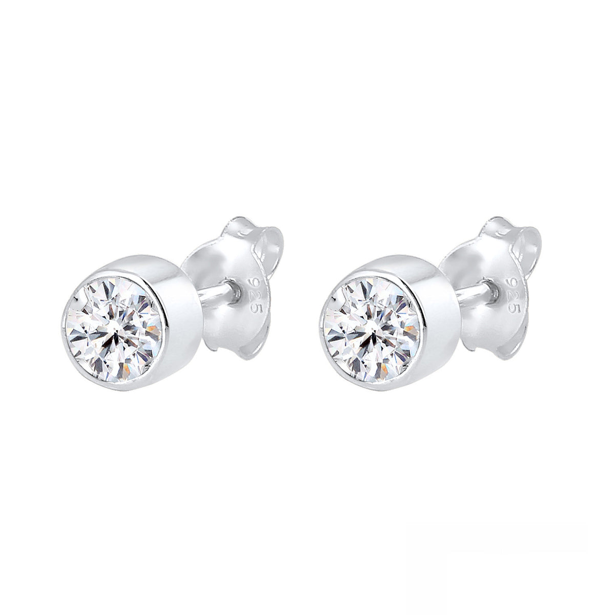 Silber - Elli | Ohrstecker | Kristall ( Weiß ) | 925er Sterling Silber