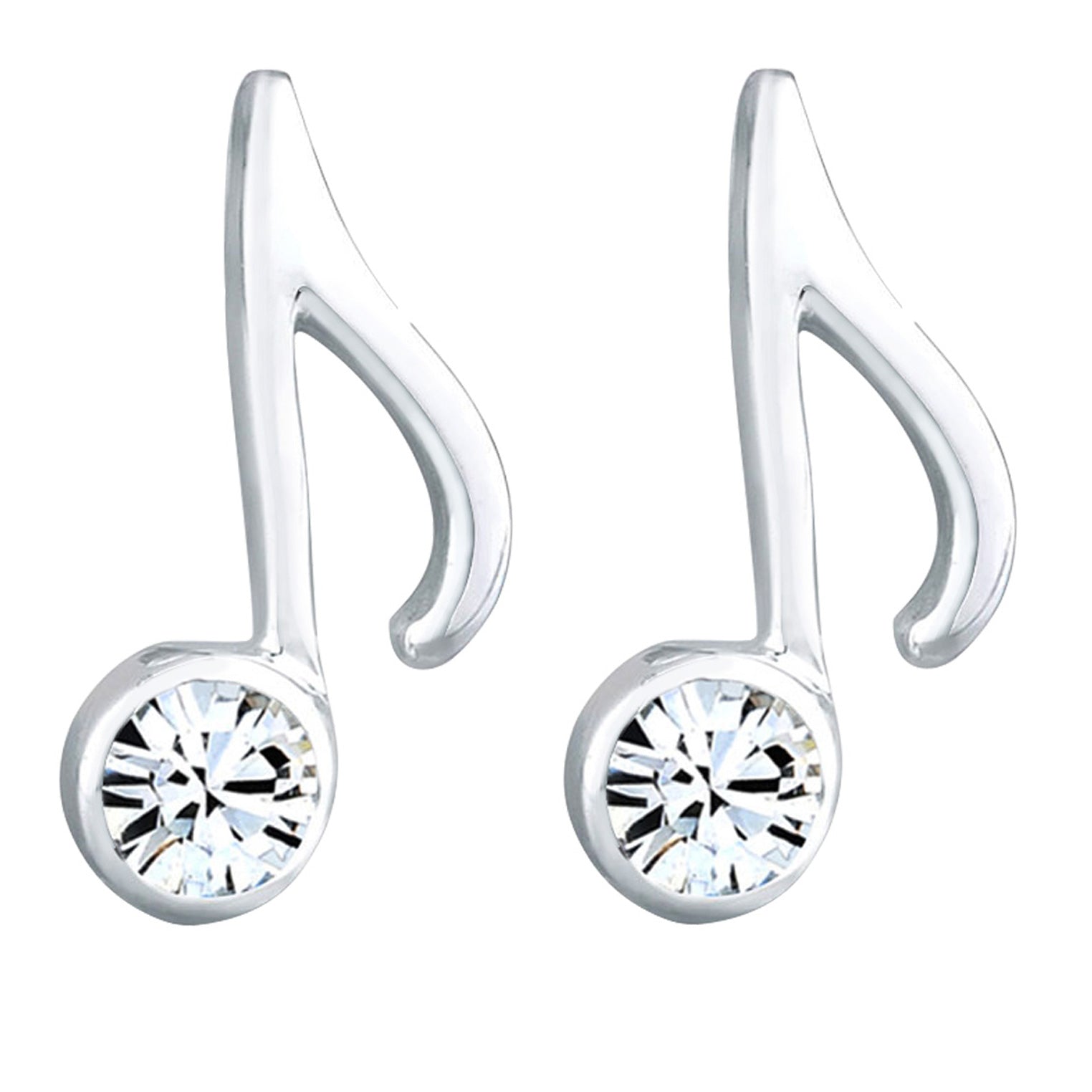 Silber - Elli | Ohrstecker Note | Mit Kristallen von Swarovski® (Weiß) | 925er Sterling Silber