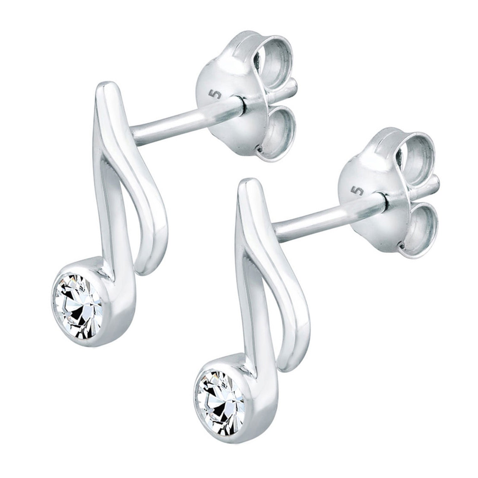 Silber - Elli | Ohrstecker Note | Mit Kristallen von Swarovski® (Weiß) | 925er Sterling Silber