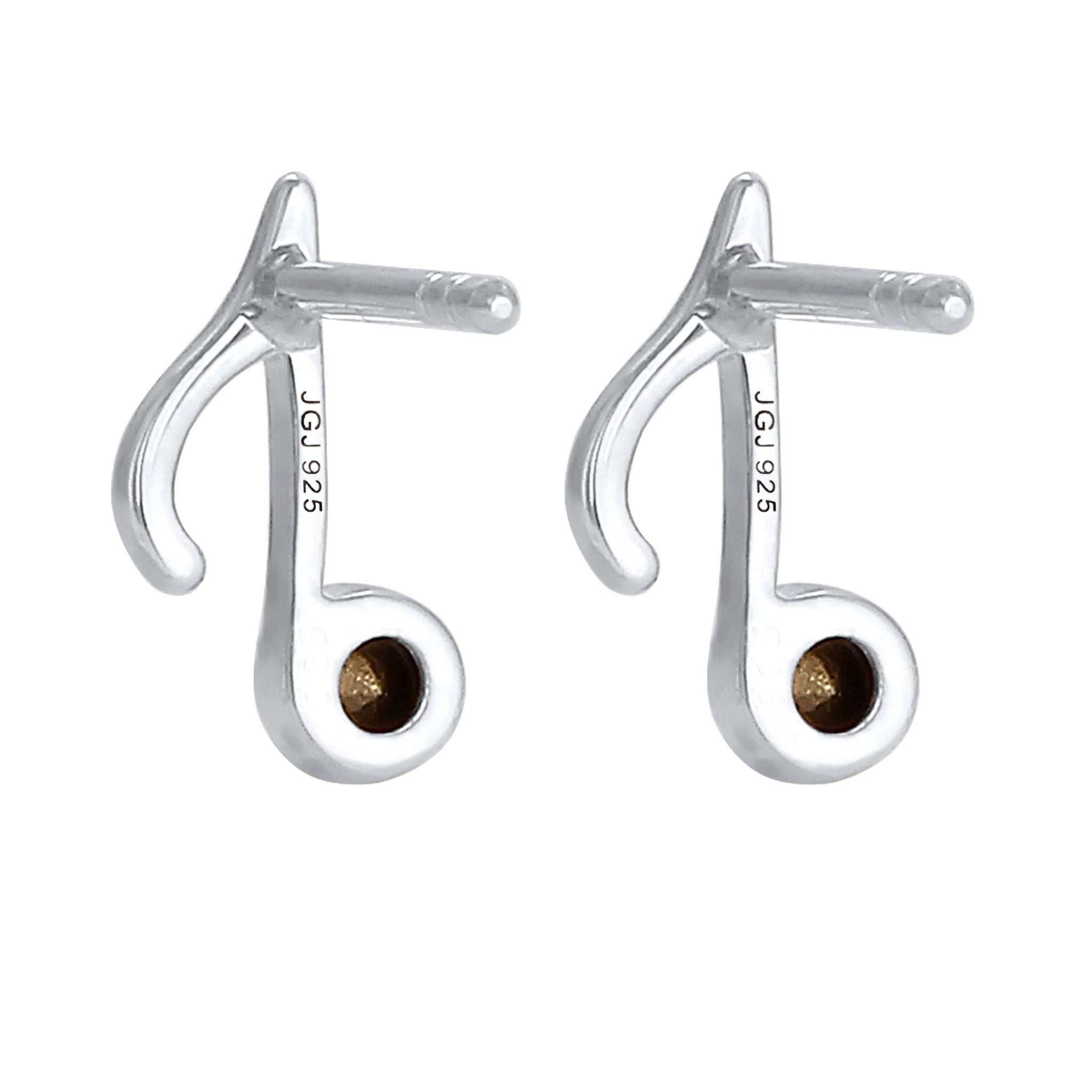 Silber - Elli | Ohrstecker Note | Mit Kristallen von Swarovski® (Weiß) | 925er Sterling Silber