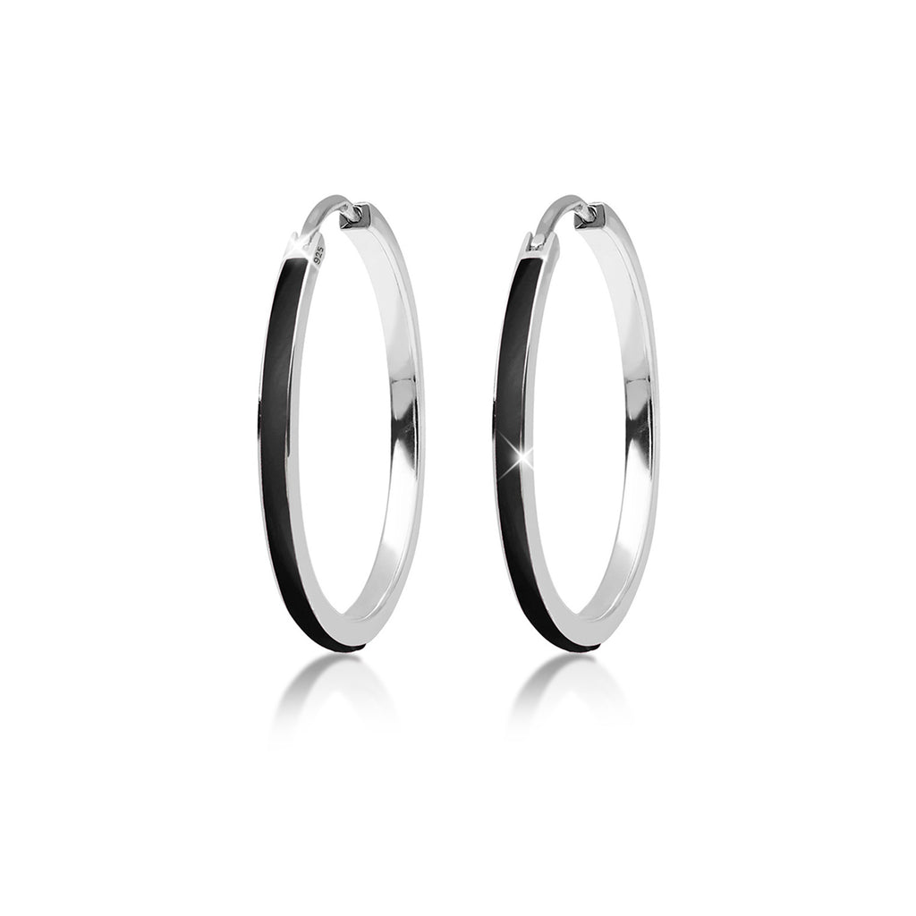Schwarz - Elli | Creole | 925er Sterling Silber