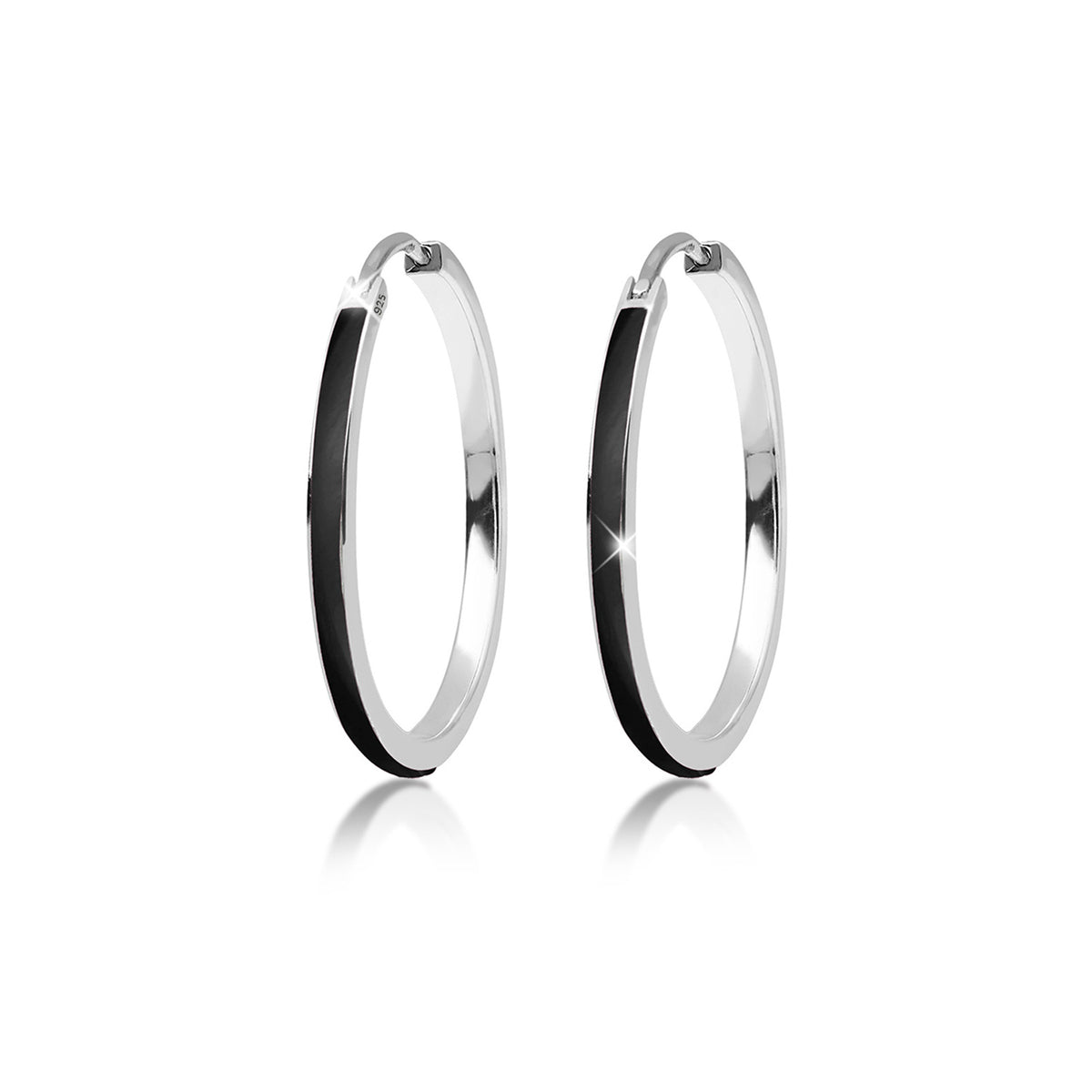Schwarz - Elli | Creole | 925er Sterling Silber