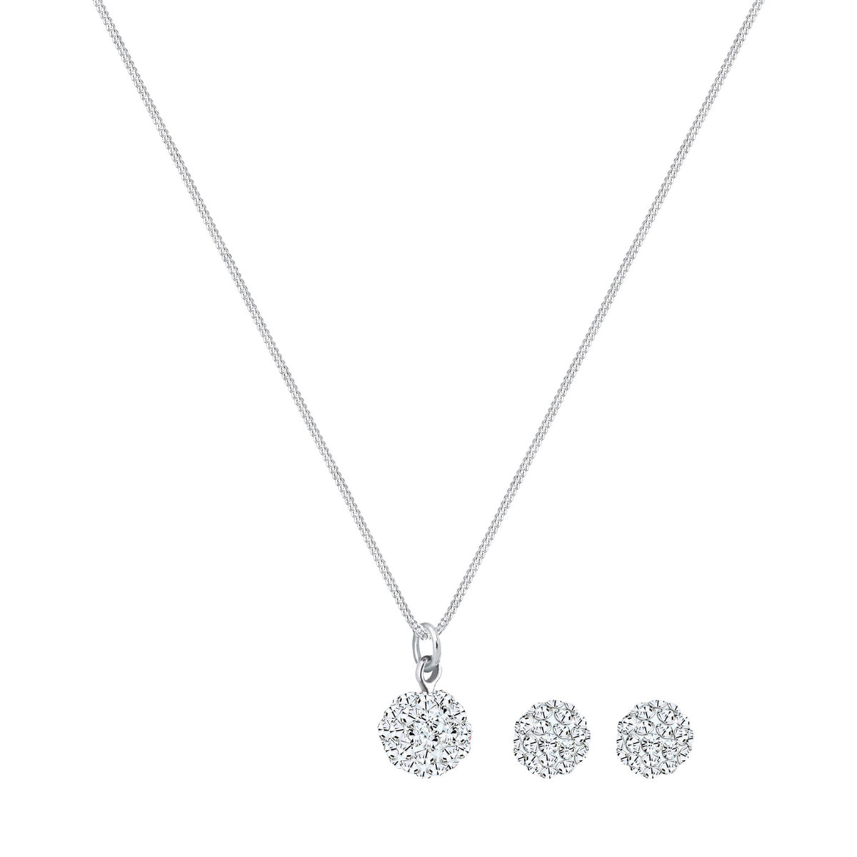 Silber - Elli | Schmuckset Kugel | Mit Kristallen von Swarovski® (Weiß) | 925er Sterling Silber
