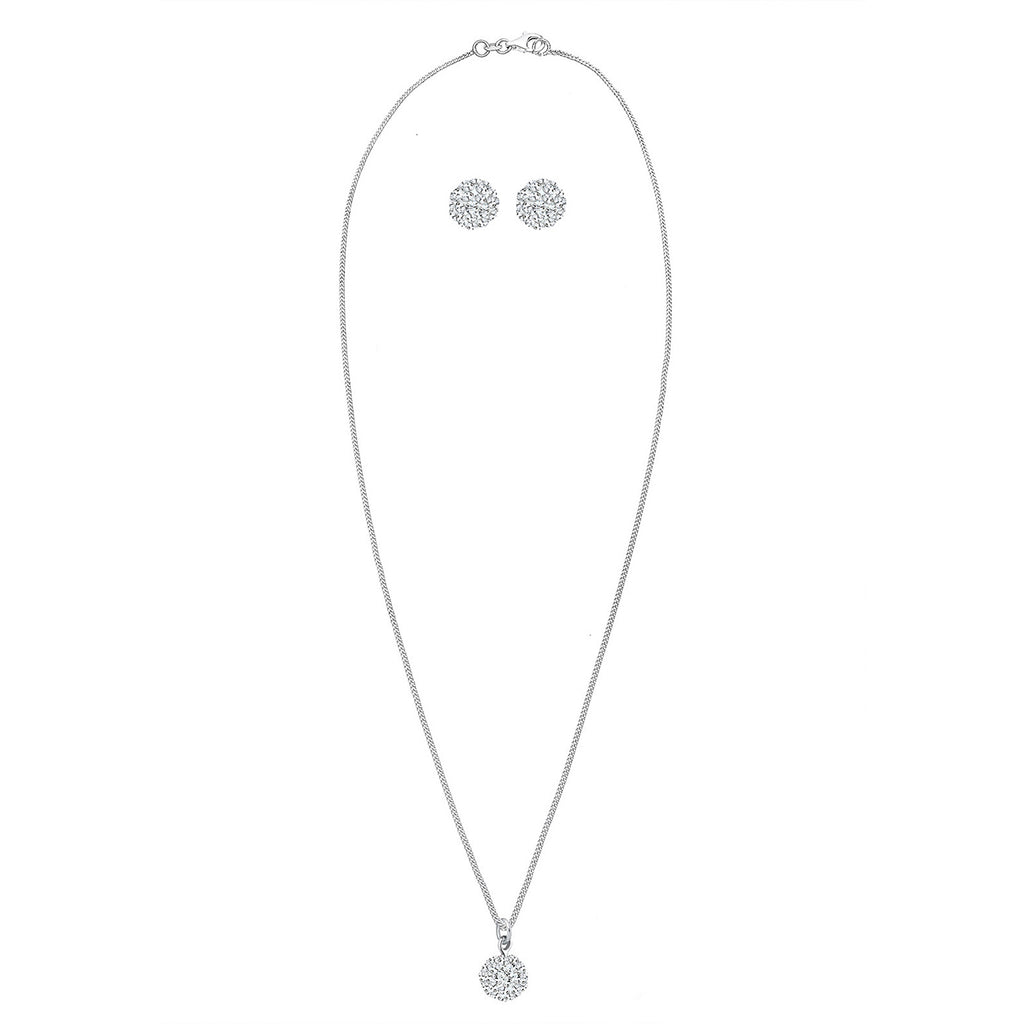 Silber - Elli | Schmuckset Kugel | Mit Kristallen von Swarovski® (Weiß) | 925er Sterling Silber