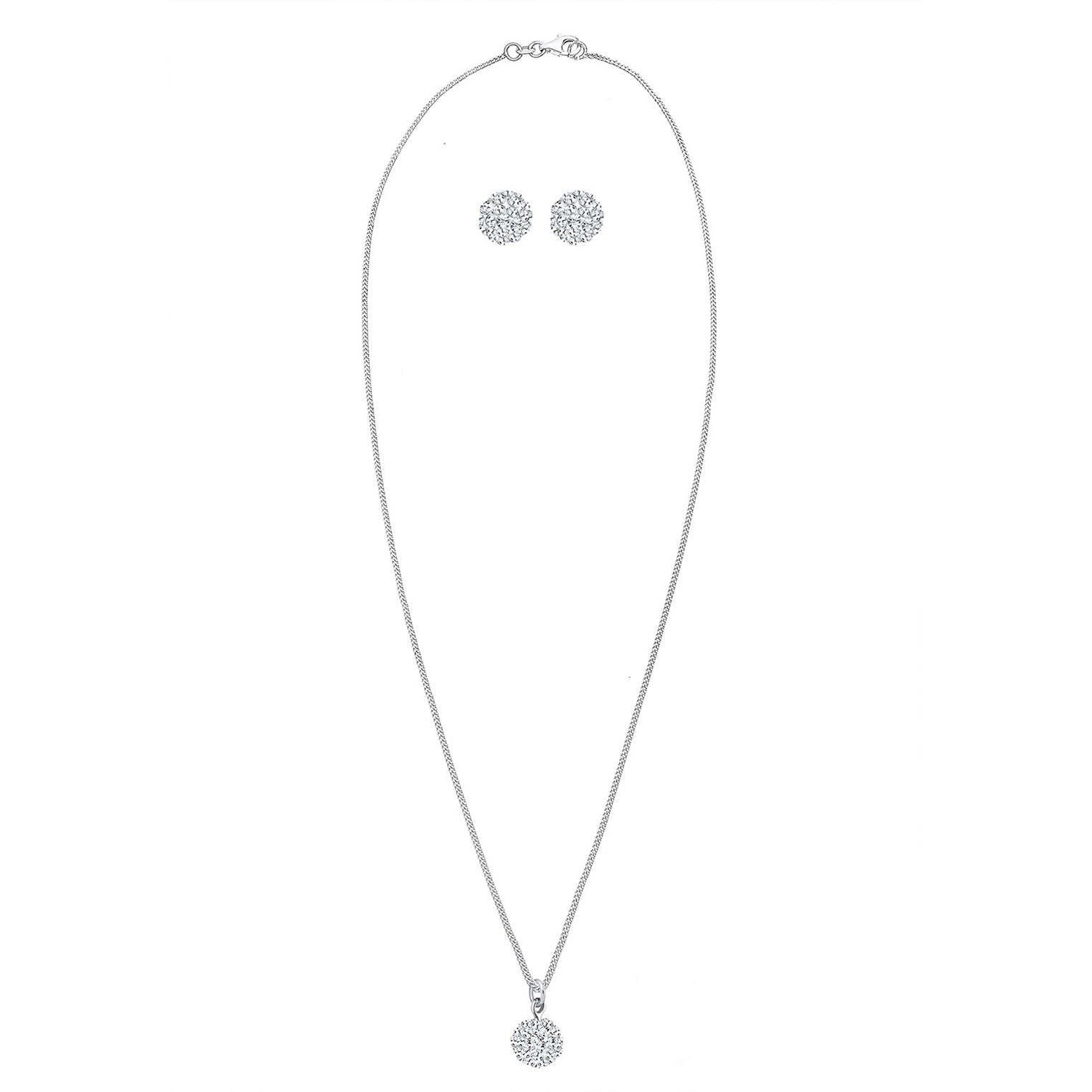 Silber - Elli | Schmuckset Kugel | Mit Kristallen von Swarovski® (Weiß) | 925er Sterling Silber