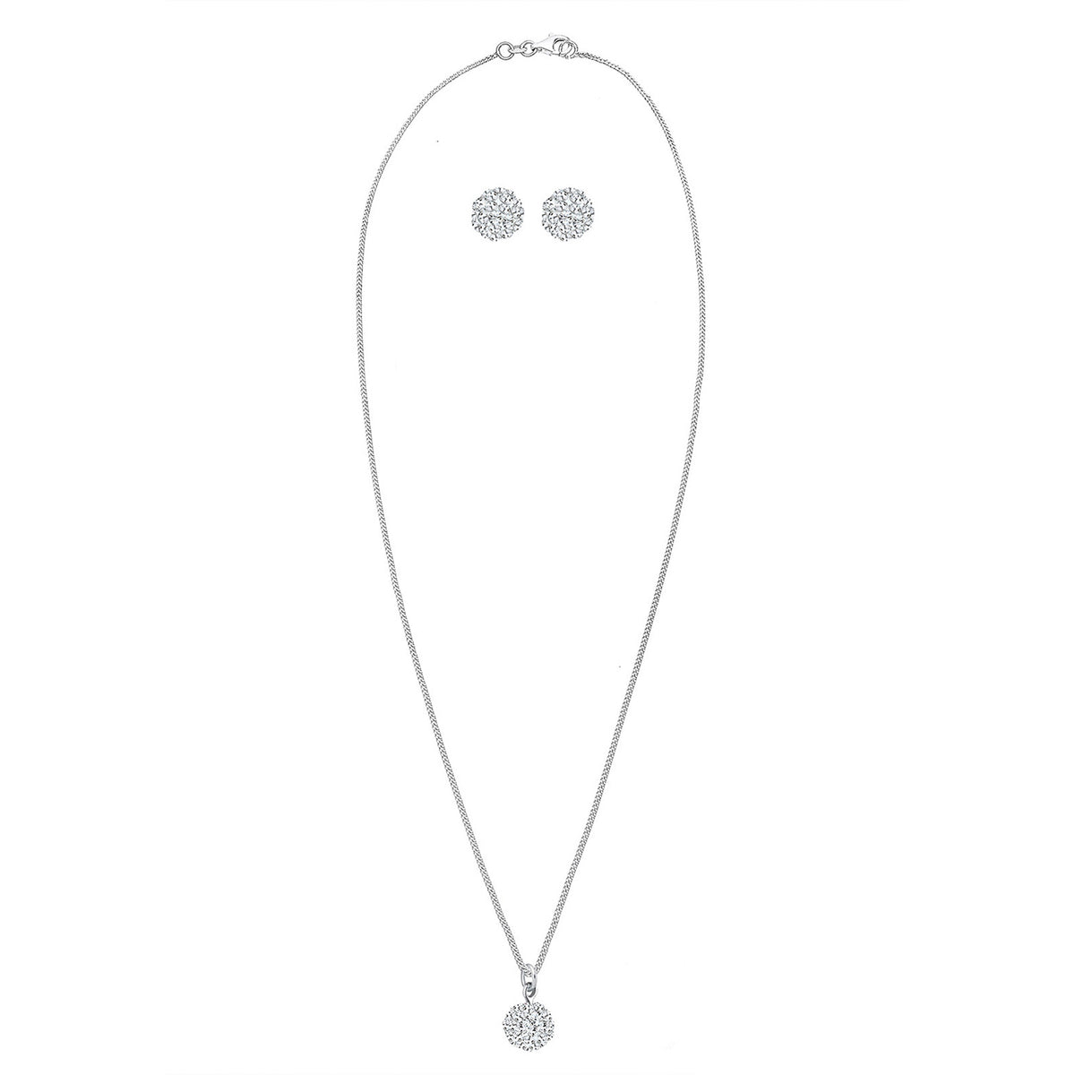 Silber - Elli | Schmuckset Kugel | Mit Kristallen von Swarovski® (Weiß) | 925er Sterling Silber