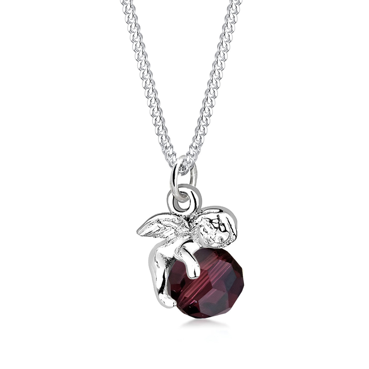 Dunkelrot - Elli | Halskette Engel | Mit Kristallen von Swarovski® (Dunkelrot) | 925er Sterling Silber