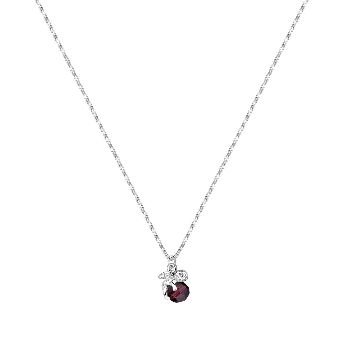 Dunkelrot - Elli | Halskette Engel | Mit Kristallen von Swarovski® (Dunkelrot) | 925er Sterling Silber