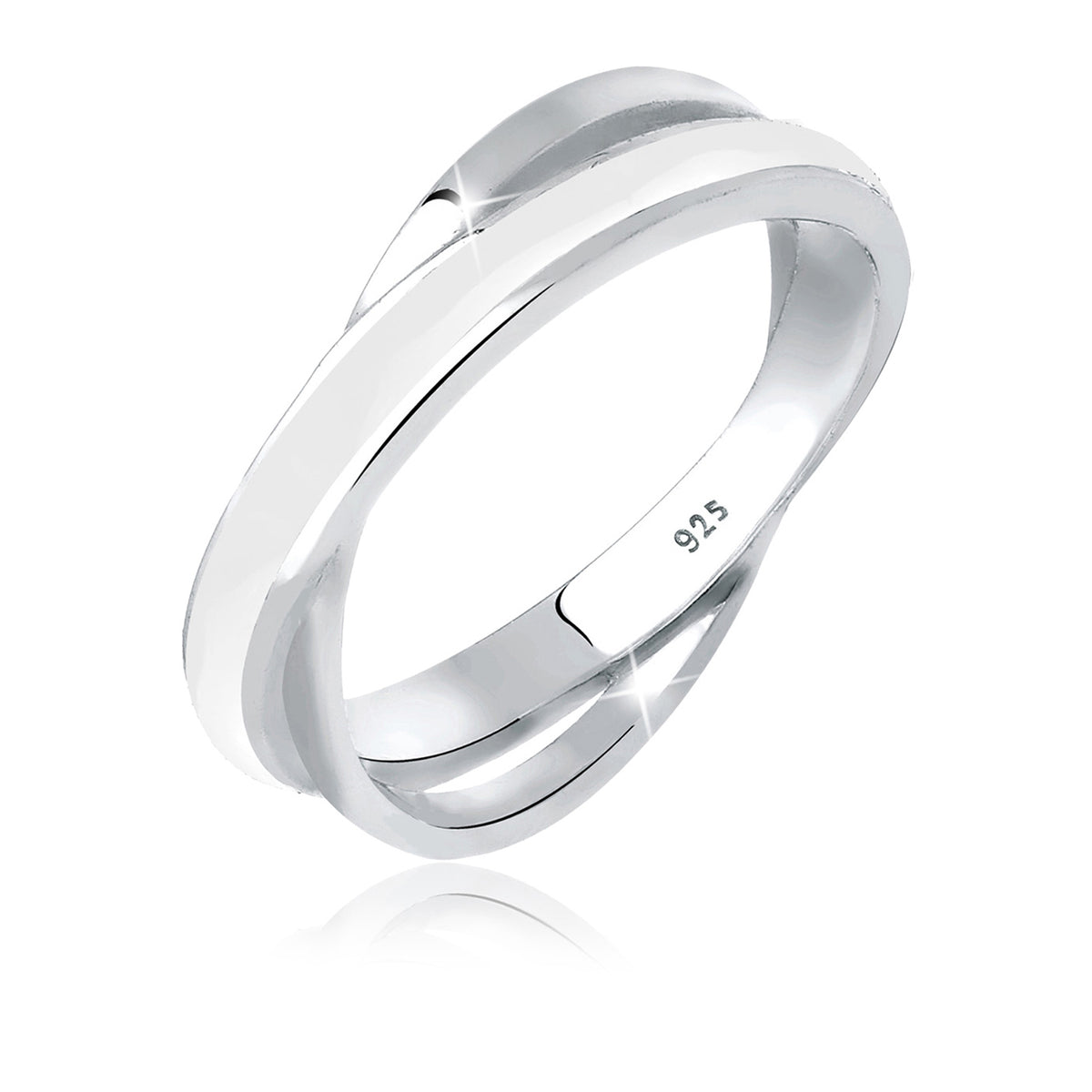 Weiß - Elli | Wickelring | Emaille (Weiß) | 925er Sterling Silber