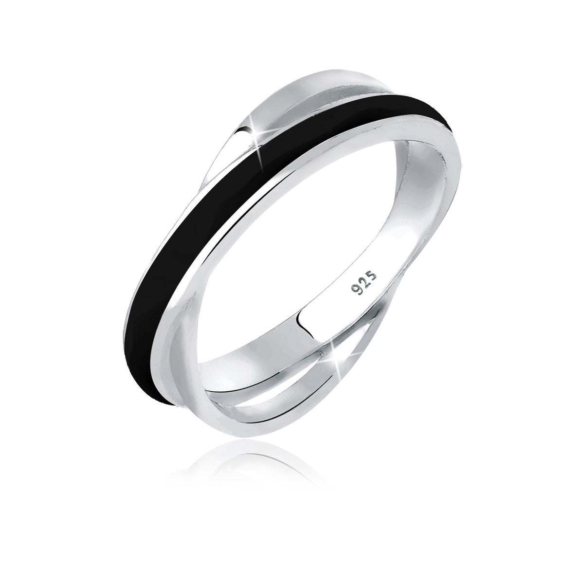 Schwarz - Elli | Wickelring | Emaille (Schwarz) | 925er Sterling Silber