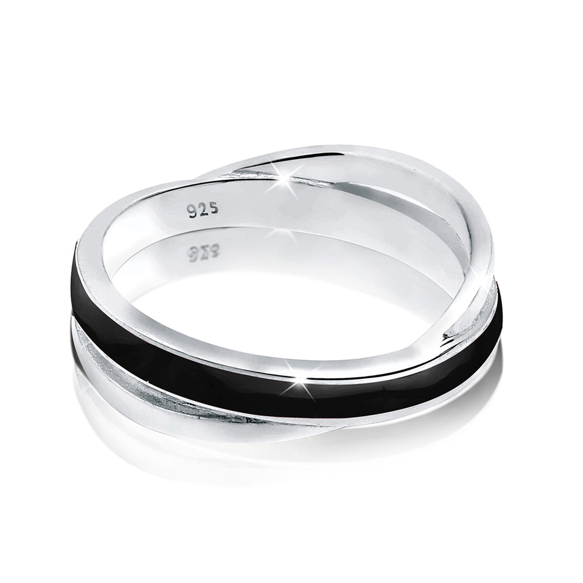 Schwarz - Elli | Wickelring | Emaille (Schwarz) | 925er Sterling Silber