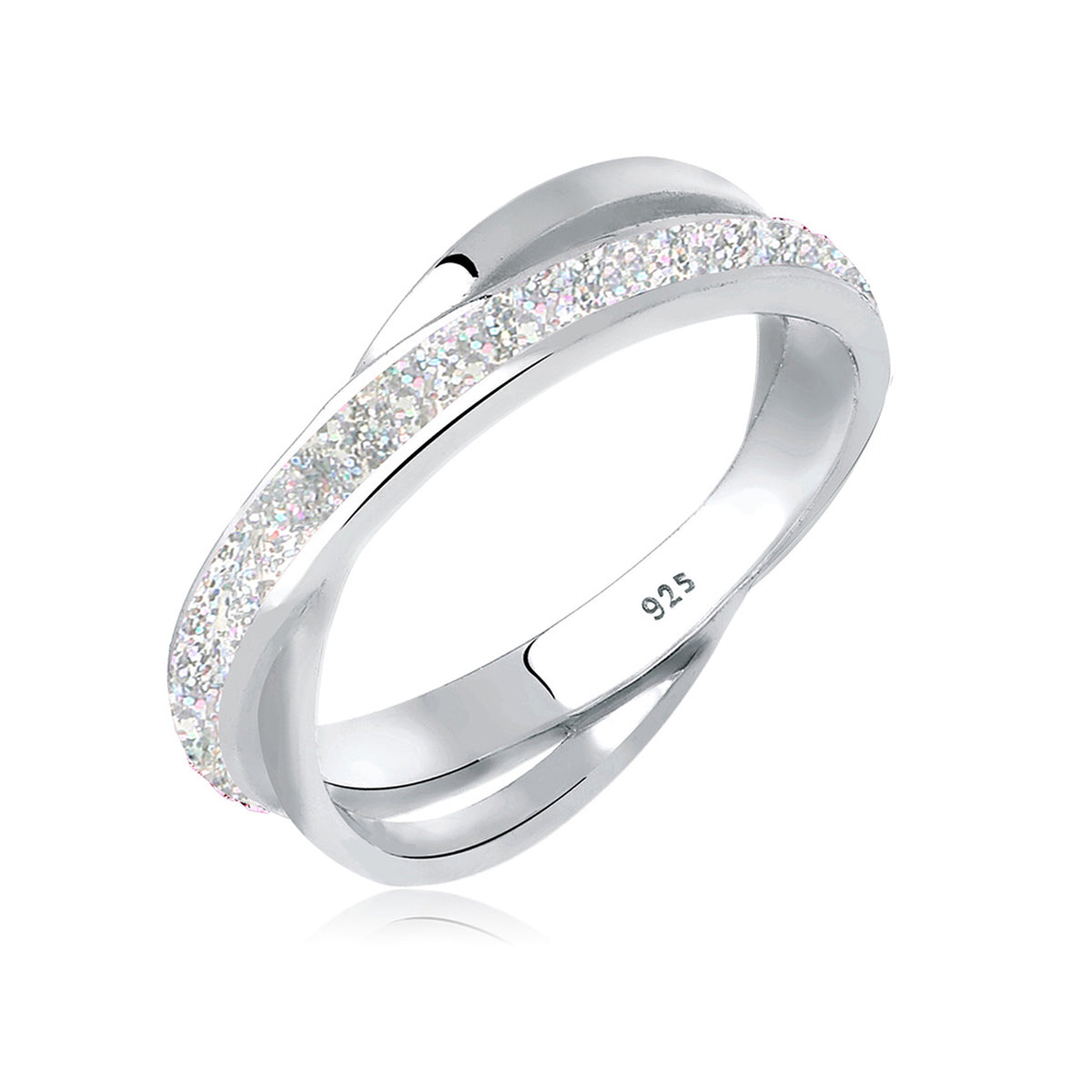 Silber - Elli | Wickelring | Emaille (Glitzer) | 925er Sterling Silber