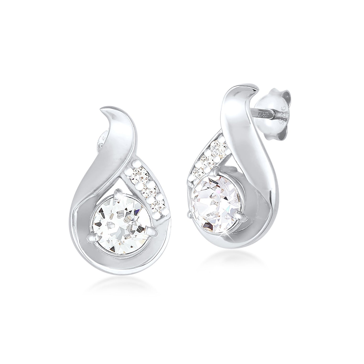 Weiß - Elli | Ohrstecker Tropfen | Mit Kristallen von Swarovski® (Weiß) | 925er Sterling Silber