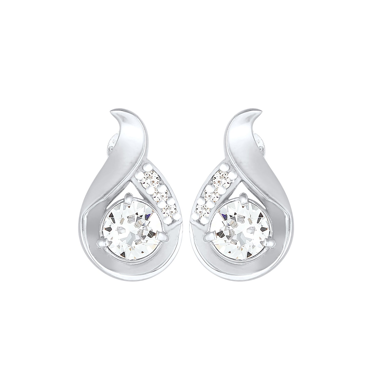 Weiß - Elli | Ohrstecker Tropfen | Mit Kristallen von Swarovski® (Weiß) | 925er Sterling Silber