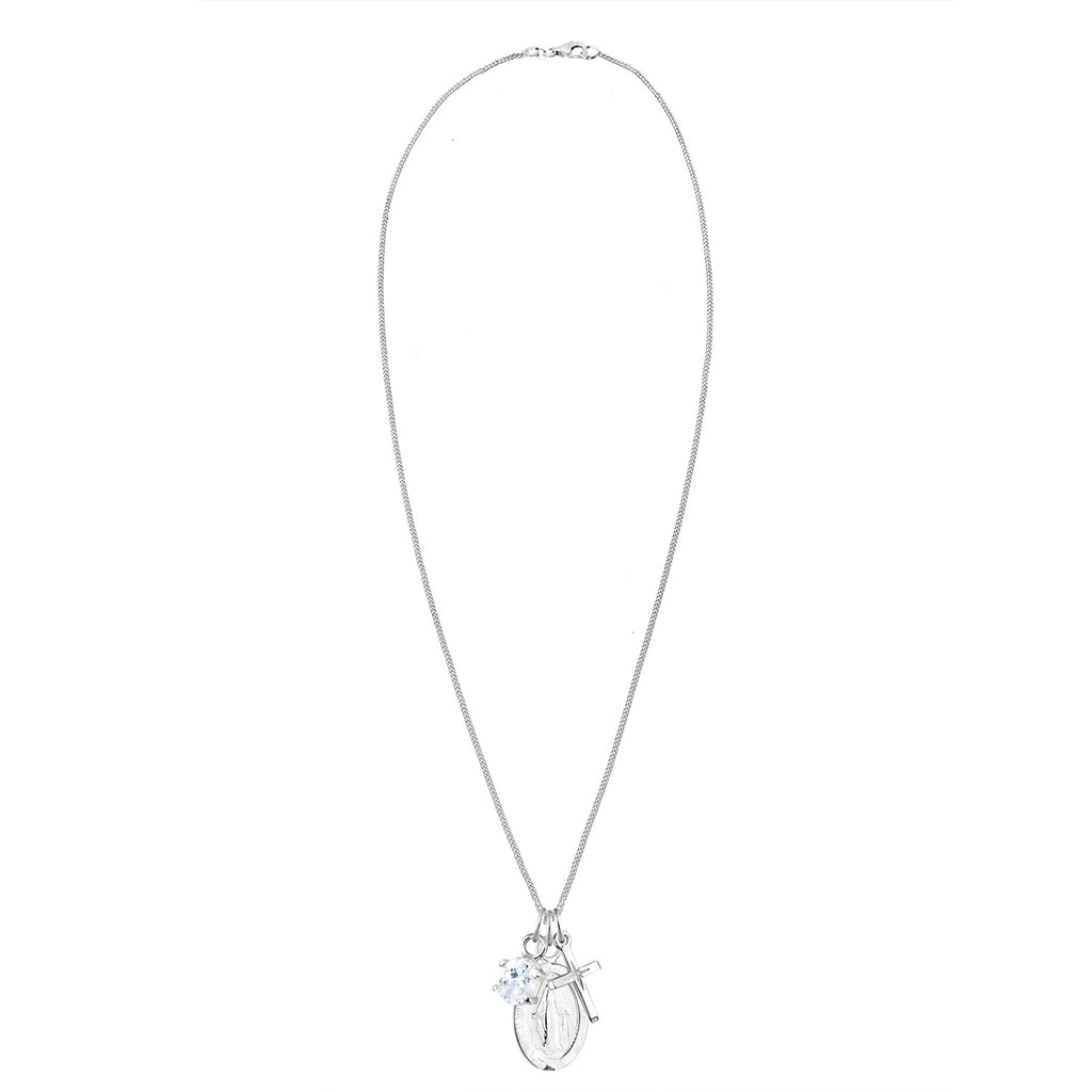 Silber - Elli | Halskette Kreuz | Zirkonia (Weiß) | 925er Sterling Silber