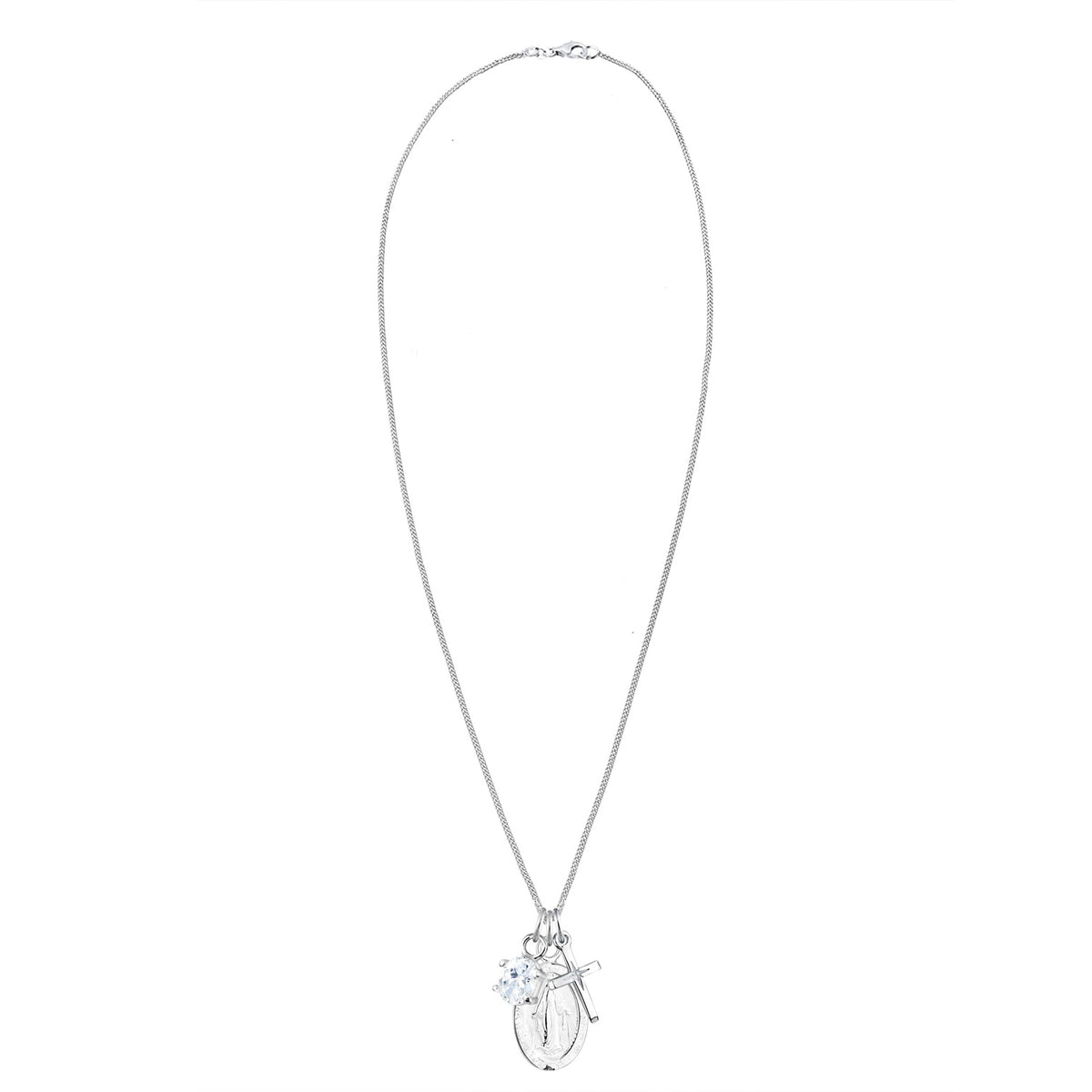 Silber - Elli | Halskette Kreuz | Zirkonia (Weiß) | 925er Sterling Silber